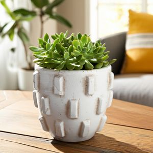8X7" SCULPTURAL HOBNAIL PLANTER, WHITE 12