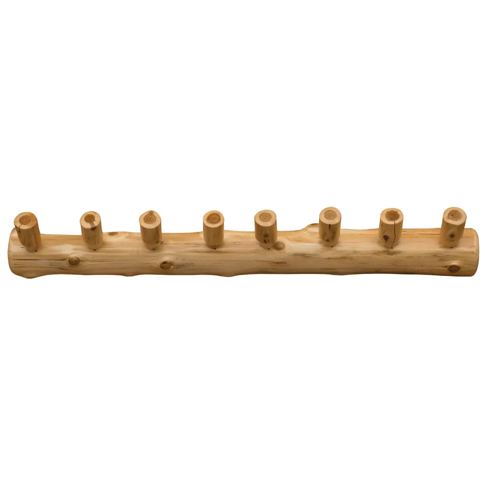 Cedar Log Wall Coat Rack - 48-inch with 8 Pegs - Natural