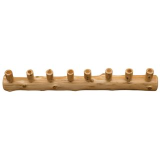 Cedar Log Wall Coat Rack - 48-inch with 8 Pegs - Natural