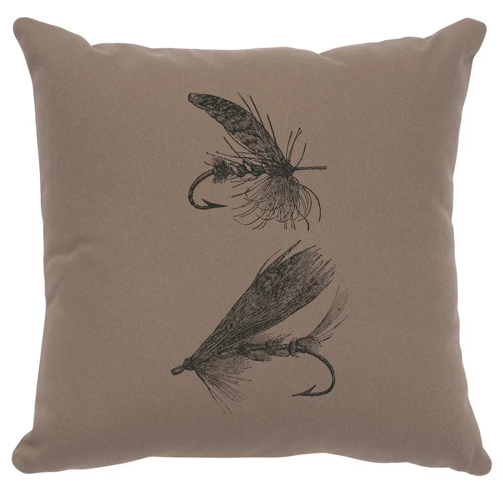 Image Pillow - Flies - Cotton Taupe