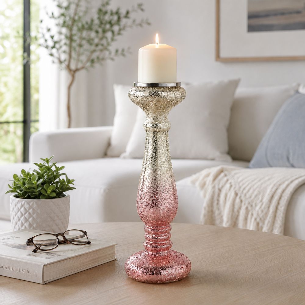 HILTONFIELD PINK CANDLE HOLDER 15 (IN)