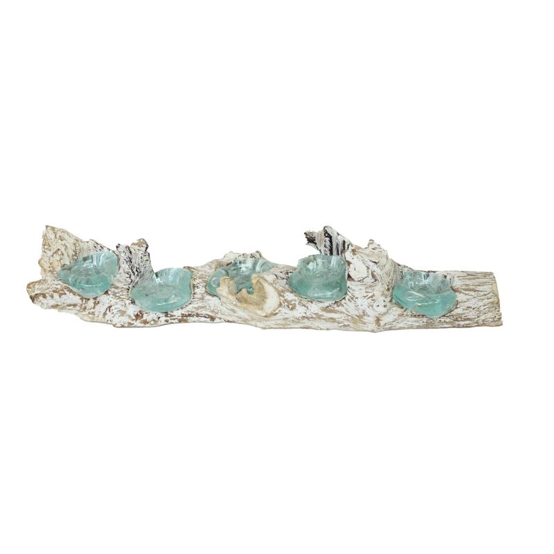 22" Recycled Glass Candleholder on Wood Base