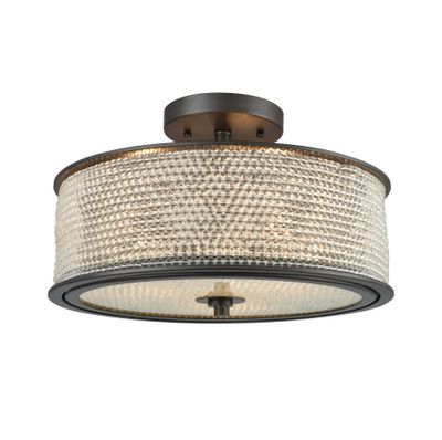 Glass Beads 16″ Wide 3-Light Semi Flush Mount - Oil Rubbed Bronze