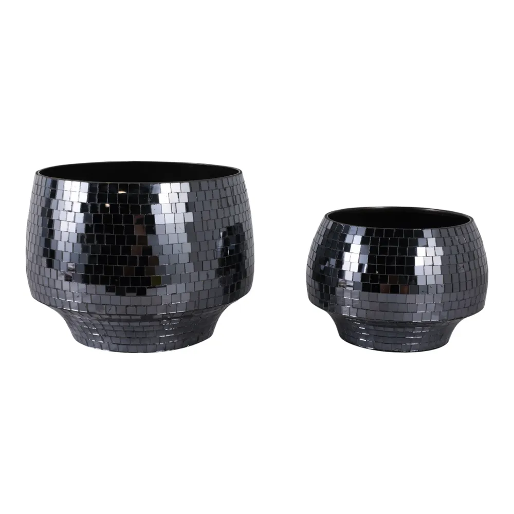 ANTONSHAW SET OF 2 BLACK PLANTER 8 (IN)