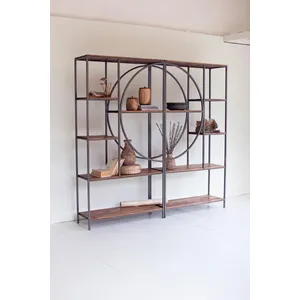 Wood and Metal Shelving Unit with Demi-Lune Detail 2