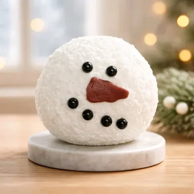Round Snowman Moving Flame LED Candle 4x3.75in