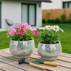 ANTONSHAW SET OF 2 SILVER PLANTER 8 (IN) 11