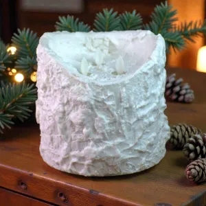 Bumpy White 3 Wick Moving Flame LED Candle 6in by 6in 2