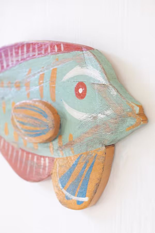 Set of 2 Colorful Wood Fish Wall Plaques
