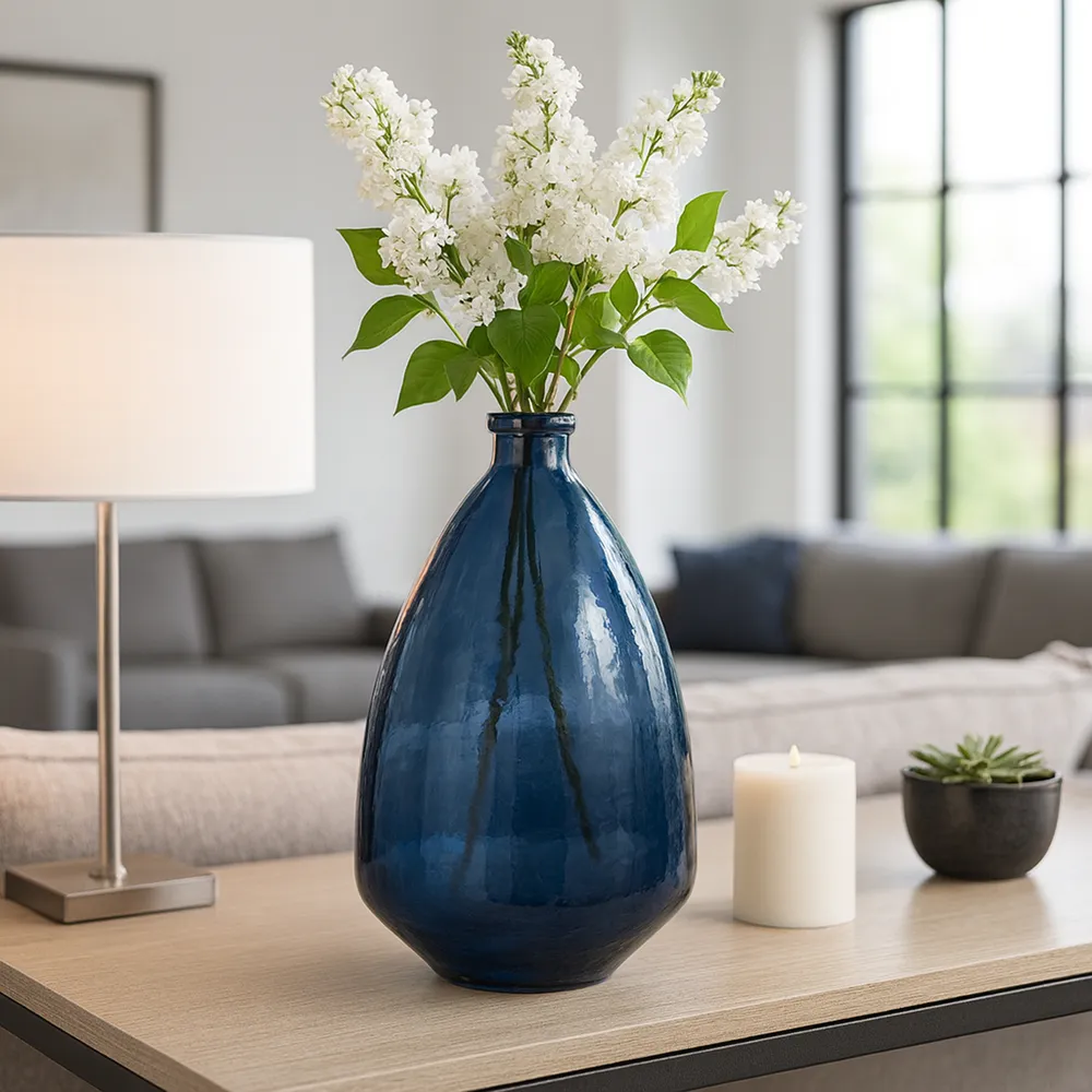 SUTTONWORTH BLUE GLASS VASE 19 (IN)