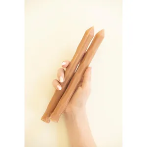 Set of 2 Rustic Taper Candles / Rust 4