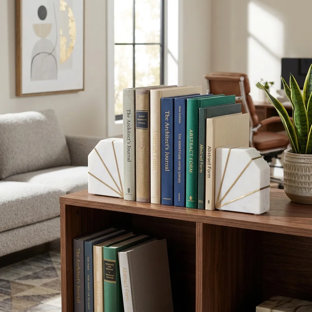 BRUNOCROSS SET OF 2 WHITE BOOKENDS 5 (IN)
