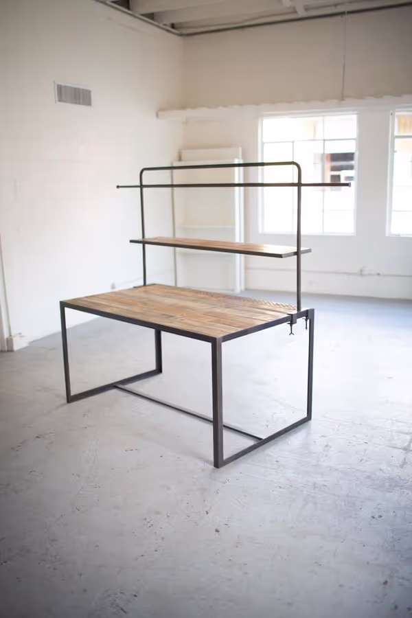 Iron & Recycled Wood Display Table