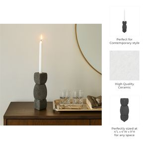 ENNISVALE BLACK CANDLE HOLDER 9 (IN) 9