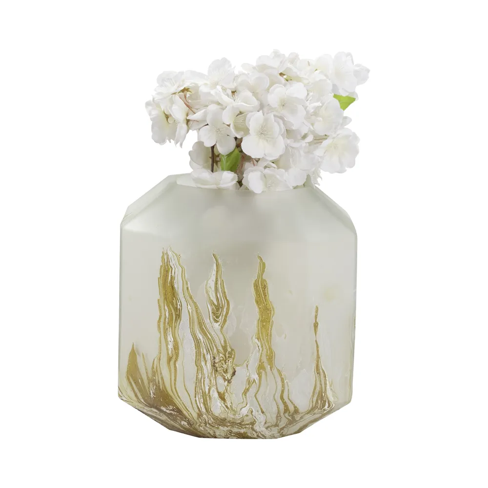 RAESTONE IVORY GLASS VASE 10 (IN)