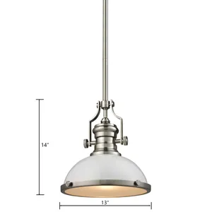 Chadwick 13'' Wide 1-Light Pendant - Satin Nickel with Gloss White 2