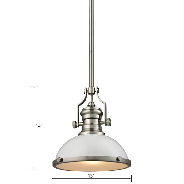 Chadwick 13'' Wide 1-Light Pendant - Satin Nickel with Gloss White