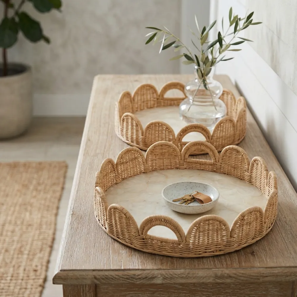 ETHANHOLM SET OF 2 IVORY TRAY 5 (IN)