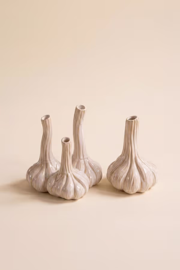 Set of 2 Ceramic Garlic Bud Vases