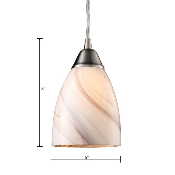 Pierra 5'' Wide 1-Light Mini Pendant - Satin Nickel with Creme Lilac Swirl