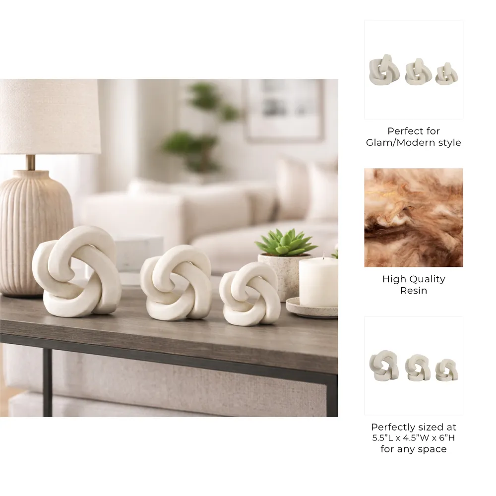 PEYTONHAM SET OF 3 WHITE DECOR 6 (IN)