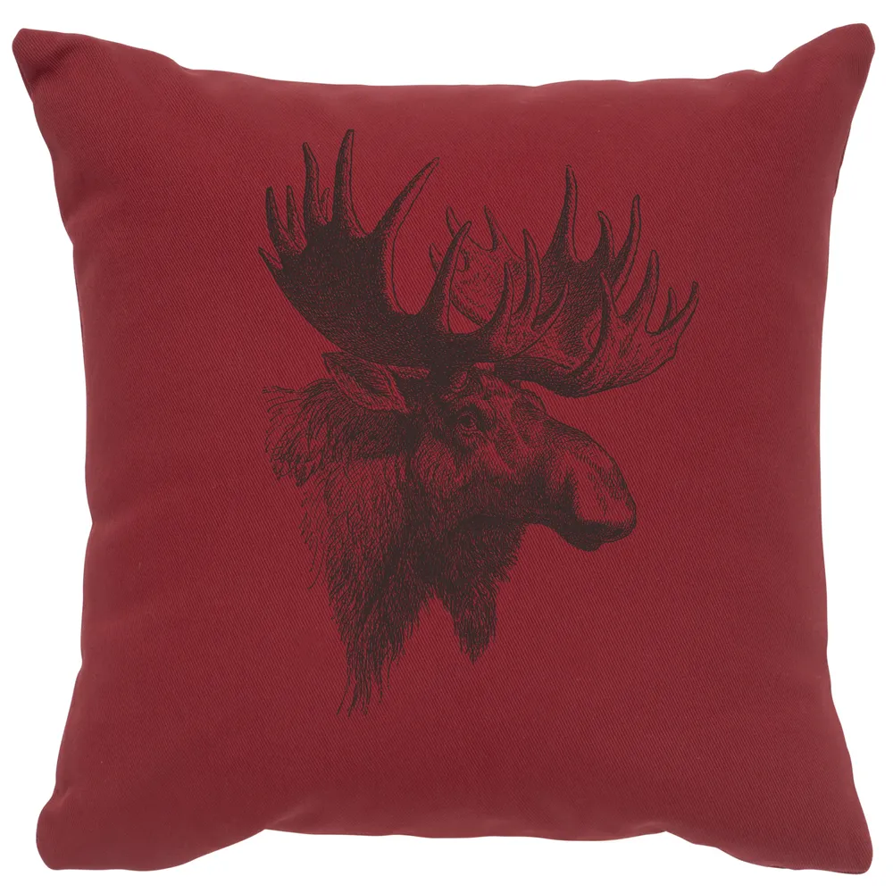 Image Pillow - Moose Profile - Cotton Brick