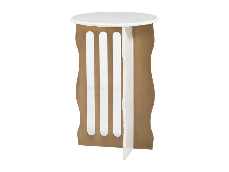 Rubo Accent Table White & Brass 5