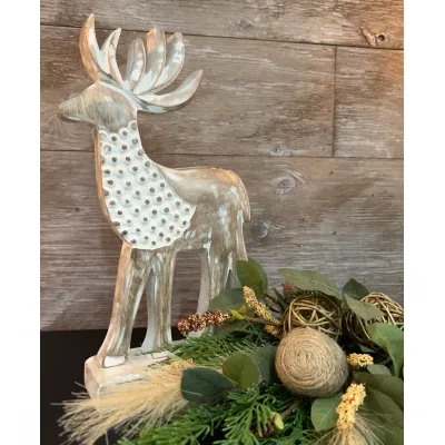 Wooden Beaded Reindeer 12x7in