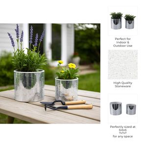 NORMACLIFF SET OF 2 SILVER PLANTER 7 (IN) 10
