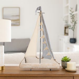 IRON 27" SAILBOAT W/ CLOTH SAILS, MULTI 2
