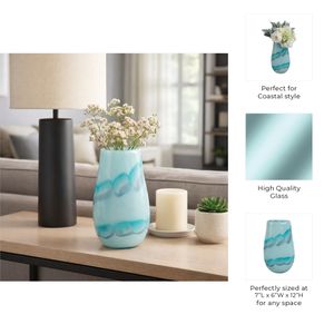 HELENARIDGE BLUE GLASS VASE 12 (IN) 10