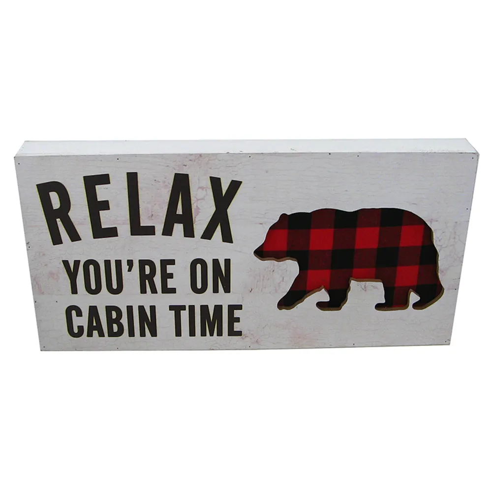 15-3/4" RELAX/CABIN TIME BOX SIGN/BEAR