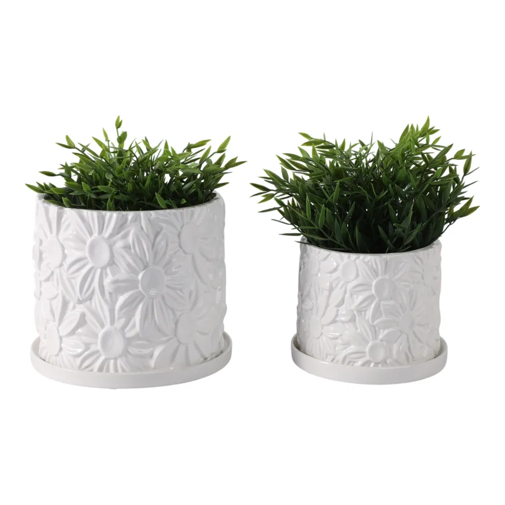 BOWENHAVEN SET OF 2 WHITE PLANTER 7 (IN)