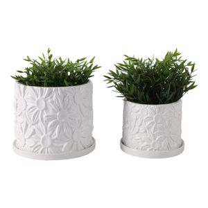 BOWENHAVEN SET OF 2 WHITE PLANTER 7 (IN) 3