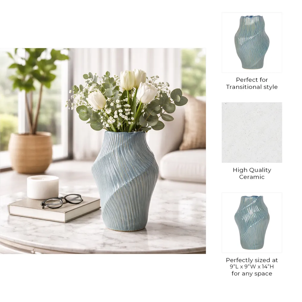 DORSEYSTONE BLUE VASE 14 (IN)