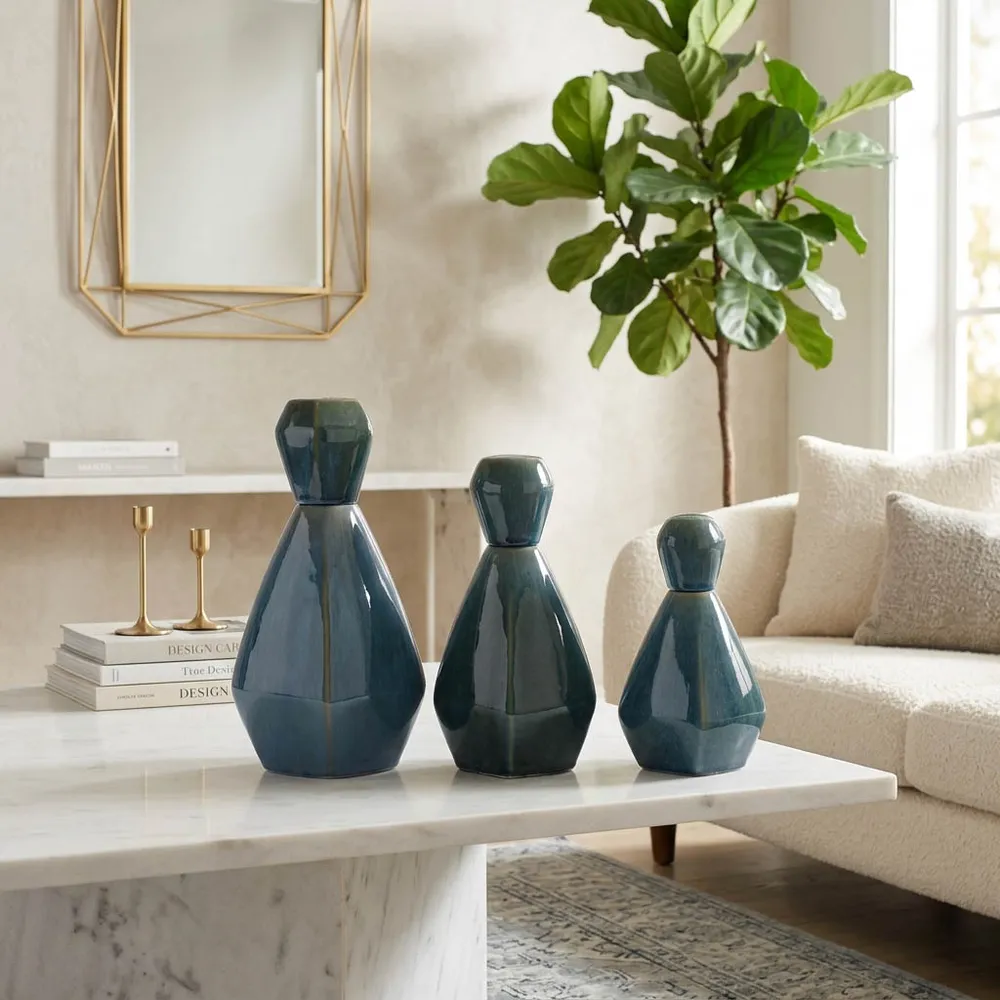 GIFFORDCLIFF SET OF 3 BLUE VASES 13 (IN)