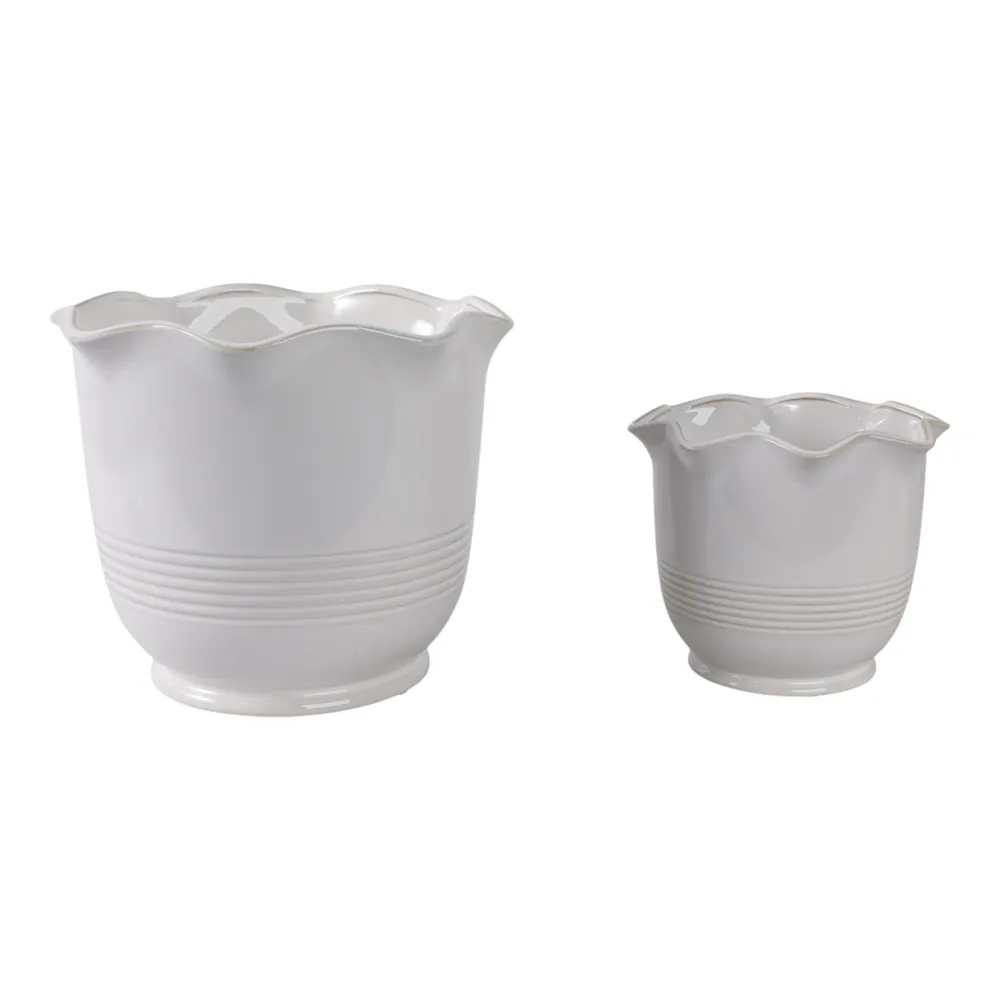 ALECHAVEN SET OF 2 IVORY PLANTER 11 (IN)