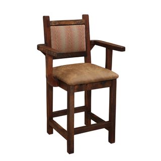 Barnwood Colonial Barstool with Arms - Premium Fabric