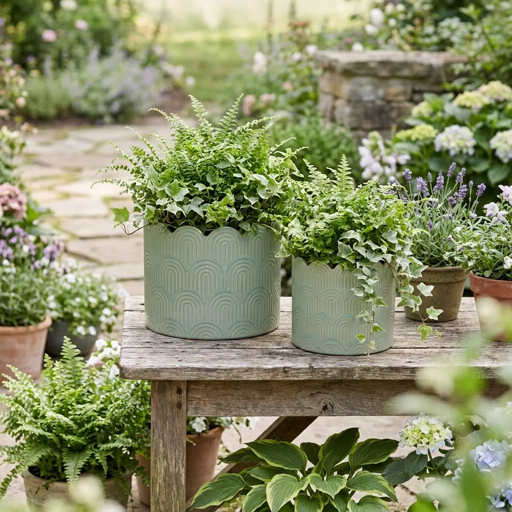 MORGANWIND SET OF 2 GREEN PLANTER 10 (IN)