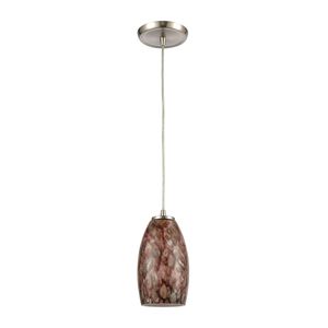 Nature's Collage 5'' Wide 1-Light Mini Pendant - Satin Nickel with Feathered Brown Glass 2
