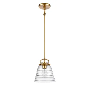 Current 8″ Wide 1-Light Mini Pendant - Satin Brass 2
