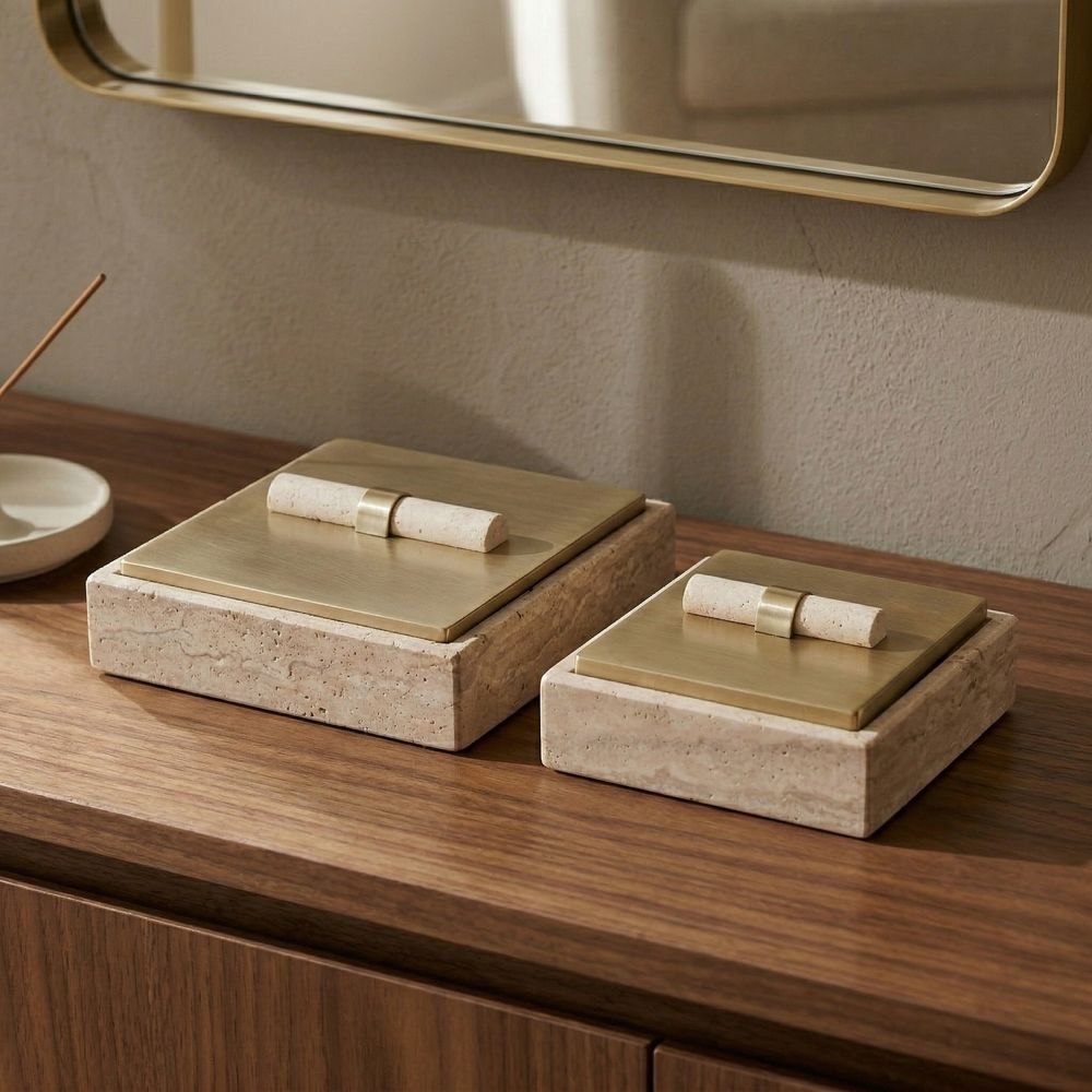 BAYARDWOOD SET OF 2 GOLD BOXES 4 (IN)