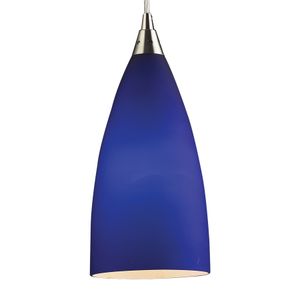Vesta 5'' Wide 1-Light Mini Pendant - Satin Nickel with Blue Glass 4