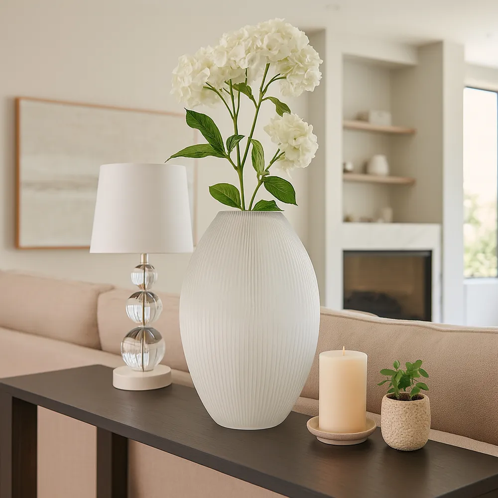 ADLERGROVE WHITE GLASS VASE 18 (IN)