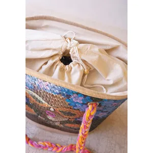Girl with Sunglasses Hand-Painted Seagrass Bag 3