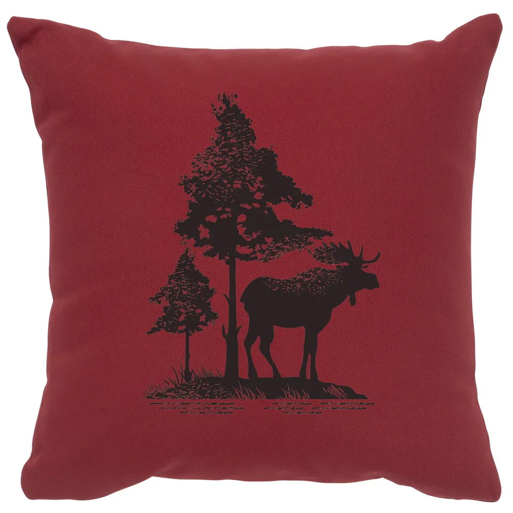 Image Pillow - Moose Tree - Cotton Brick