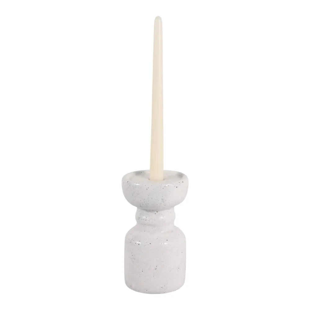 BARTONTON WHITE CANDLE HOLDER 7 (IN)