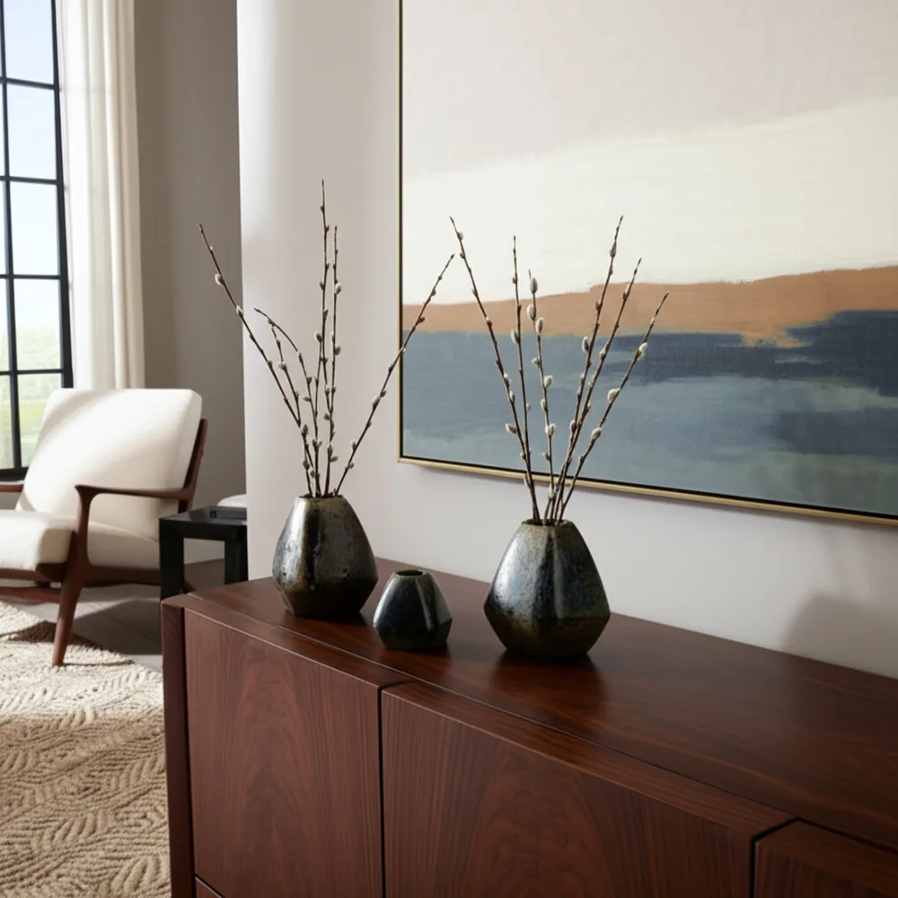DENNINGHAM SET OF 3 BROWN VASES 8 (IN)