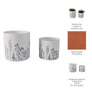DARRENOAK SET OF 2 WHITE PLANTER 8 (IN) 10