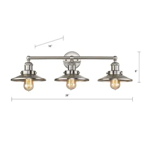 English Pub 28'' Wide 3-Light Vanity Light - Satin Nickel 2